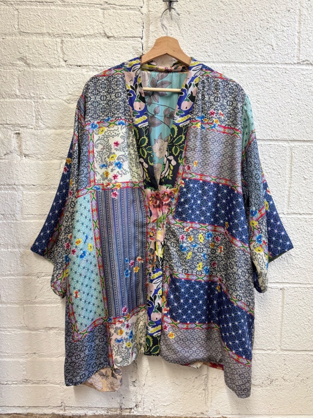 Johnny Was Kichica Reversible Patchwork Floral Kimono